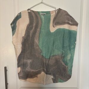 Vila Multicolor Scoop Neck Sweater Top - Green/Beige/Gray